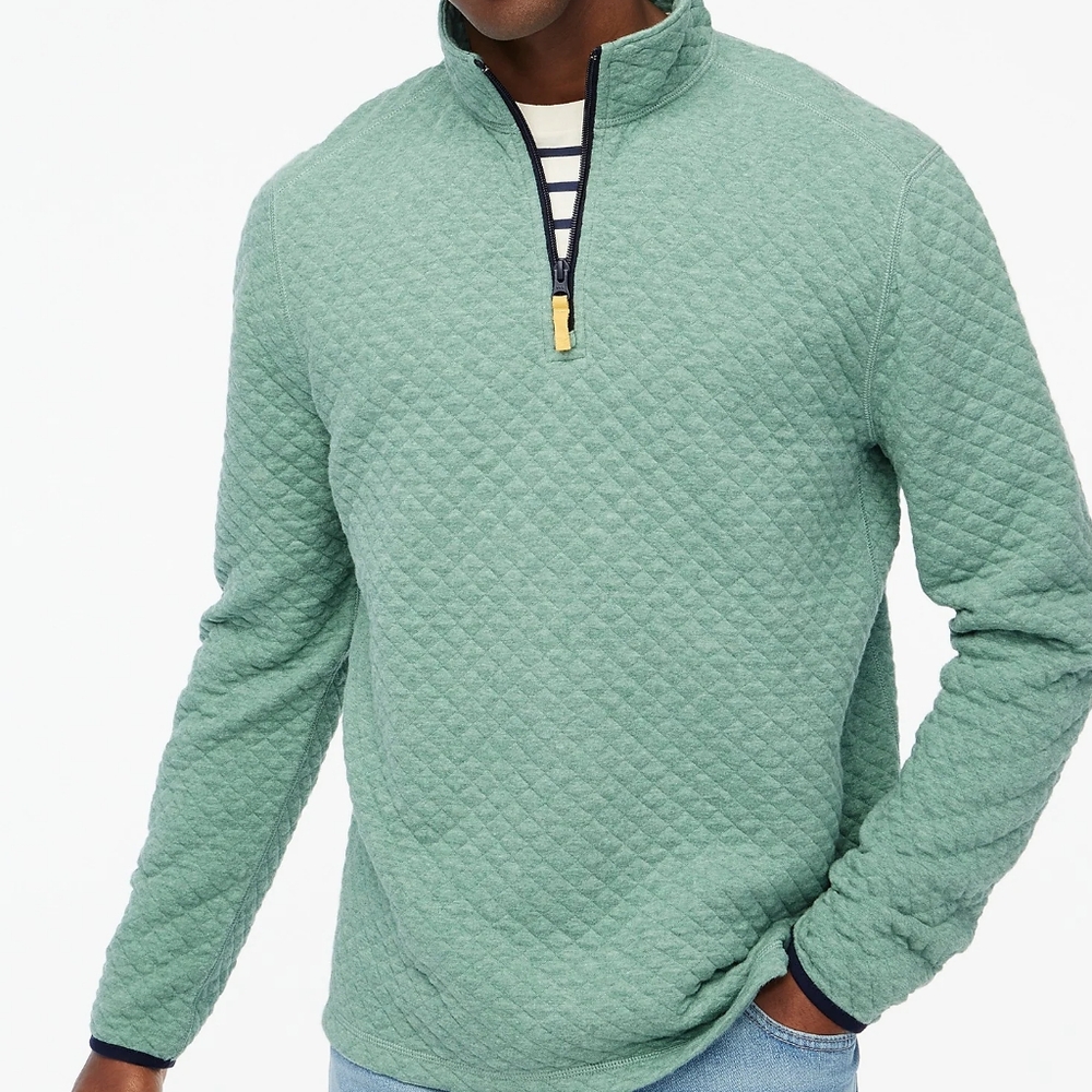 J. Crew Men's Quilted Half-Zip Sweatshirt NEW Size Medium